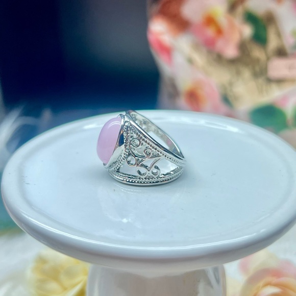 Silver Plate Boho Pink Women’s Ring size 8,9 - Picture 7 of 7